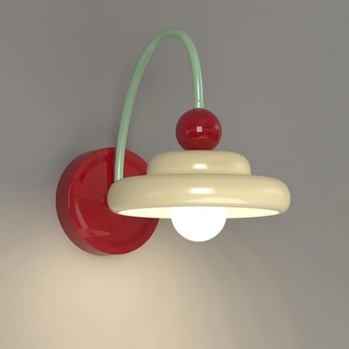 Moderne Wandleuchte im Art-Deco-Stil, cremefarbene Wandleuchte für den Innenbereich, burgunderfarbener Sockel, zartgrüner Stab, kreative Metall-Wandlampe im Bauhaus-Stil für Kinderzimmer, Schlafz Moderne Wandleuchte im Art-Deco-Stil, cremefarbene Wandleuchte für den Innenbereich, burgunderfarbener Sockel, zartgrüner Stab, kreative Metall-Wandlampe im Bauhaus-Stil für Kinderzimmer, Schlafz von Generic
