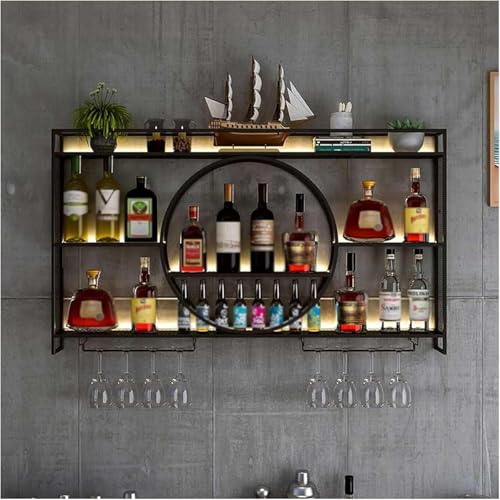 Moderne Wandmontierte Weinregale, Weinflaschen- Und Glasregal Aus Metall Bareinheit Schwebende Regale Bar Weinregal Eisenständer Weinhalter Bar Aufbewahrungsregal Für Das Wohnzim, Black, 120*15*80cm Moderne Wandmontierte Weinregale, Weinflaschen- Und Glasregal Aus Metall Bareinheit Schwebende Regale Bar Weinregal Eisenständer Weinhalter Bar Aufbewahrungsregal Für Das Wohnzim, Black, 120*15*80cm von Generic