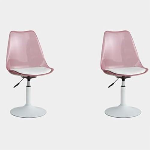 Moderne durchsichtige Acryl drehbare Esszimmerstühle mit weißer PP-Rückenlehne und PU-Kissen höhenverstellbare Tulpenform Küchenstühle für Esszimmer 360° drehbare armlose Stühle 2er Set (E) von Generic