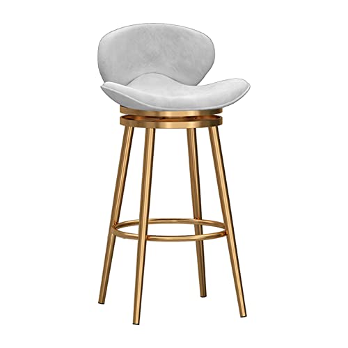 Moderne schwenkbare Barhocker Set mit 1, Barhocker mit Rücken, Barhocker aus Samt mit Metallfußstützen, Bankhocker für Küche Insel/Heim/Kneipe, Sitzhöhe 65 cm, weiß von Generic