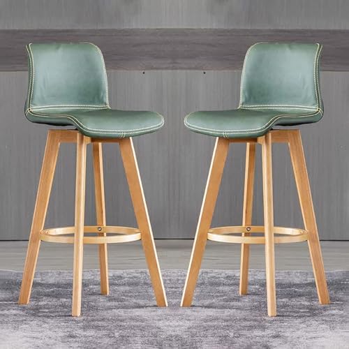 Moderne verstellbare Kunstleder Barhocker 2er Set - drehbare Gegenhöhe Hocker mit Holzbeinen für Kücheninsel und Esszimmer - Schwarz (71 cm) (grün, Höhe: 61 cm) von Generic