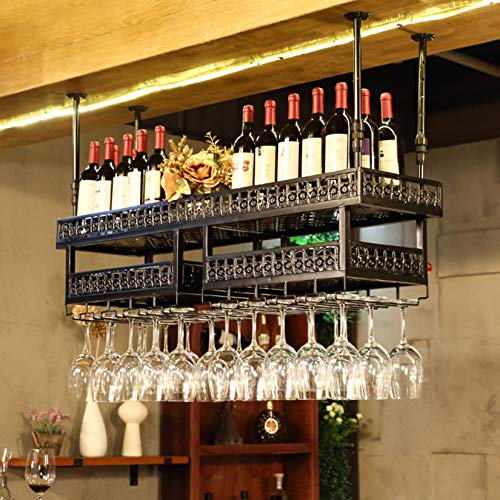 Moderne wandmontierte Weinregal Glashalter Hängender Weinglas Regal Schrank Lagerung Bar Dekor Ständer (schwarz 120cm) von Generic