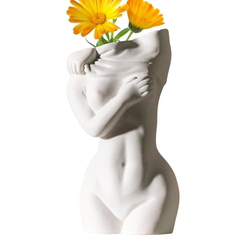 Moderne weibliche Körpervase – Keramik-Blumentopf in Körperform | Minimalistisches für den Innenbereich für Boho-Zuhause | Multifunktionale ästhetische Vase für frische Blumen, Stifte und von Generic