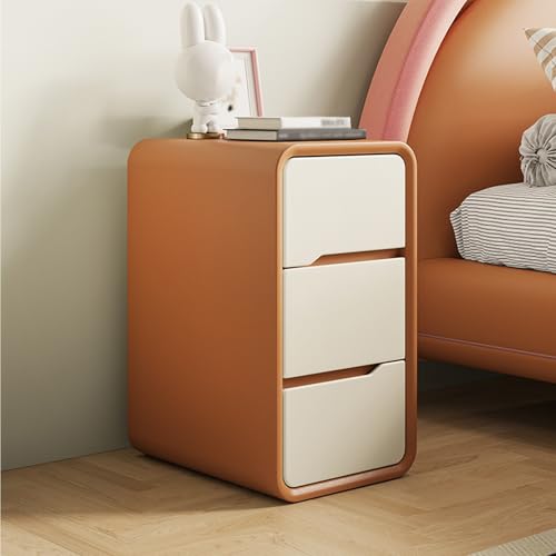 Moderner, minimalistischer Nachttisch mit 3 Schubladen, cremefarbener Stil, kleines Bett, Nachttisch, Schrank für BWooden Night Ständer, Möbel, Orange, 25 x 40 cm Moderner, minimalistischer Nachttisch mit 3 Schubladen, cremefarbener Stil, kleines Bett, Nachttisch, Schrank für BWooden Night Ständer, Möbel, Orange, 25 x 40 cm von Generic