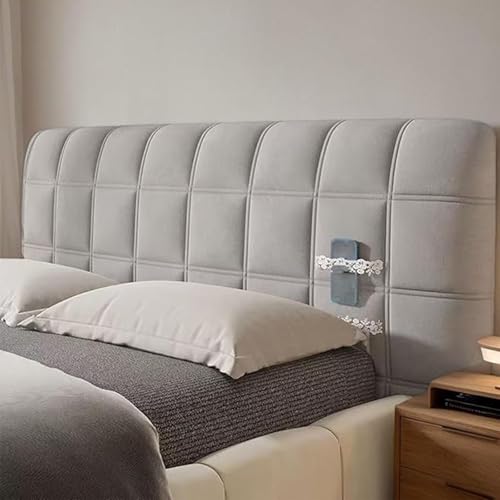 Moderner, samtgepolsterter Bettkopfteilschutz, waschbar, dick, vollständiger Bezug, dehnbar, weich, staubdicht, Kopfteil for Einzelbett, Doppelbett, Kingsize(Grey,150cm) von Generic