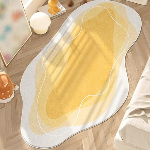 Moderner Abstrakter Unregelmäßiger Flächenteppich Multicolor Moderner Abstrakter Teppich Für Wohnzimmer Rutschfester Innenboden Waschbar, Haustierfreundlich(Gelb,160cmx230cm) von Generic