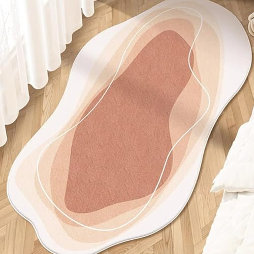 Moderner Abstrakter Unregelmäßiger Flächenteppich Multicolor Moderner Abstrakter Teppich Für Wohnzimmer Rutschfester Innenboden Waschbar, Haustierfreundlich(Pink,180cmx250cm) von Generic