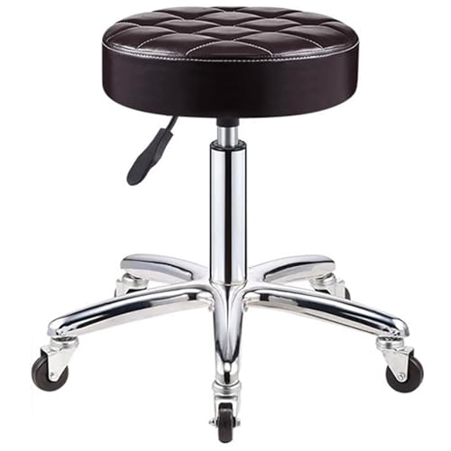 Moderner Armloser Hocker mit Rollen Höhenverstellbar, Drehbarer Gitarrenhocker in Thekenhöhe mit Leisen Rädern, Verstellbare Barstühle aus PU-Leder, Starke Tragfähigkeit(Black) von Generic