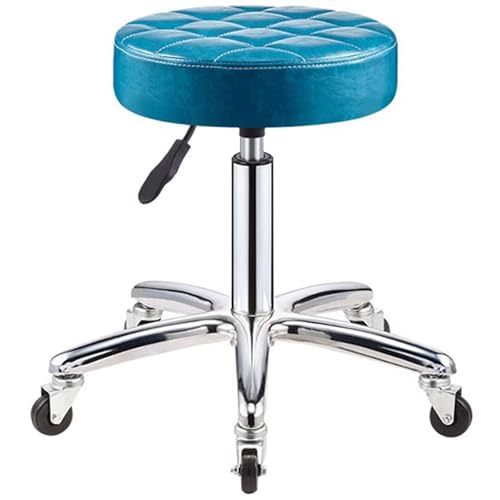 Moderner Armloser Hocker mit Rollen Höhenverstellbar, Drehbarer Gitarrenhocker in Thekenhöhe mit Leisen Rädern, Verstellbare Barstühle aus PU-Leder, Starke Tragfähigkeit(Blue) von Generic