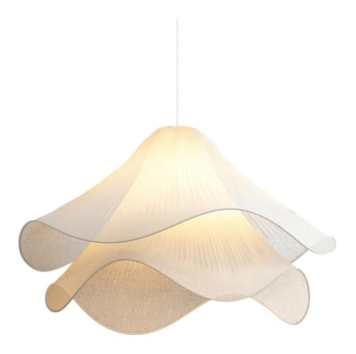 Moderner Bauernhaus-Kronleuchter, Cremefarbenendelleuchte Aus Blütenblattstoff Mit Warmer Led, Für Esszimmer, Wohnzimmer, Schlafzimmer, Kücheninsel, Restaurant, Café (50 Cm)/Eine Farbe/60 cm von Generic