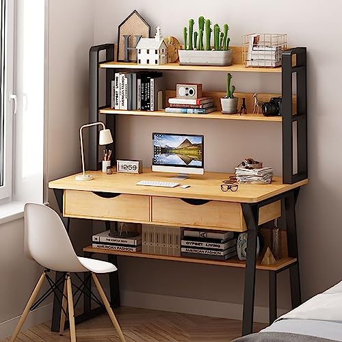 Moderner Computertisch mit Tastaturablage und Ablageflächen für den Home-Office-Arbeitsplatz. Gelb von Generic