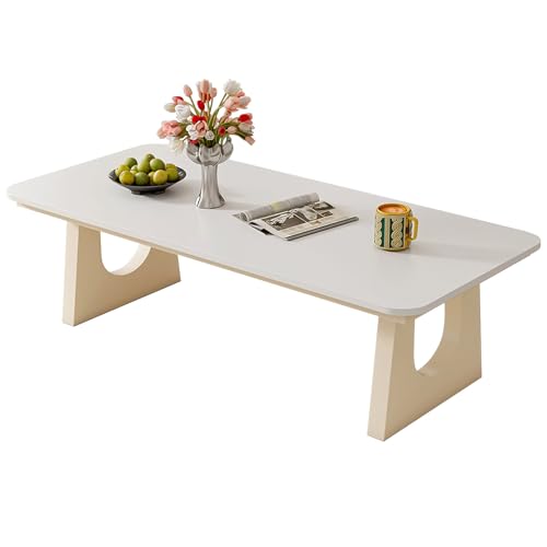 Moderner Couchtisch für Den Heimgebrauch Schmale Bodentisch mit Steinplattenplatte und Gestell aus Karbonstahl Rechteckiger Balkontisch für Wohnzimmer, Wohnungen, Büros(White,140 * 80 * 45cm) von Generic