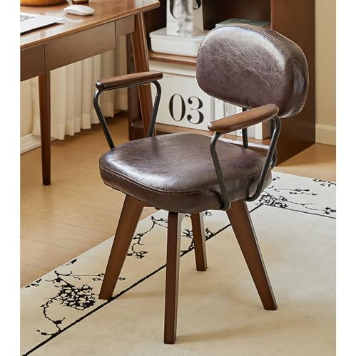 Moderner Drehstuhl aus der Mitte des Jahrhunderts mit Kunstlederbezug, Beinen aus Eichenholz, kompakte Größe, ideal für kleine Räume im Wohnzimmer oder Schlafzimmer von Generic