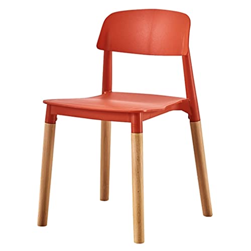 Moderner Esszimmerstuhl aus Kunststoff, stapelbarer Kunststoffstuhl mit geformter Rückenlehne, armloser Beistellstuhl mit Beinen aus Buchenholz für Küche, Esszimmer und Wohnzimmer von Generic