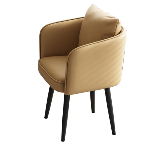 Moderner Esszimmerstuhl aus Leder, Küchen- und Esszimmerstühle mit Armlehne, Mid-Century Modern Wohnzimmersessel, Akzentstühle, gepolsterte Seitenstühle mit Metallbeinen von Generic