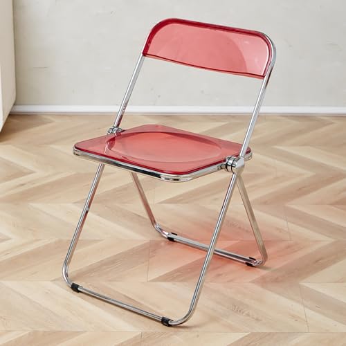 Moderner Klappstuhl aus Acryl, Transparenter Klappstühle, kein Zusammenbau Erforderlich, Metallrahmen, Geeignet für Esszimmer, Büro, Schminktisch(Red) von Generic
