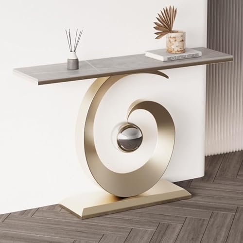 Moderner Konsolentisch for den Eingangsbereich, industrieller Flurtisch mit stilvollem Metallrahmen, schmaler Sofa-Beistelltisch im Landhausstil, Foyertische for Eingangshalle, Flur, Wohnzimmer(Gold 1 von Generic