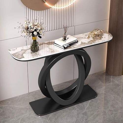 Moderner Konsolentisch mit Metallfuß, Eingangsbereich Deko Tisch, Oberfläche aus Marmoriertes Muster, Infacher Sofa Tisch, für Eingang, Flur, Vorzimmer, Wohnzimmer+(Size:120cm/47.2in,Color:Black A) Moderner Konsolentisch mit Metallfuß, Eingangsbereich Deko Tisch, Oberfläche aus Marmoriertes Muster, Infacher Sofa Tisch, für Eingang, Flur, Vorzimmer, Wohnzimmer+(Size:120cm/47.2in,Color:Black A) von Generic