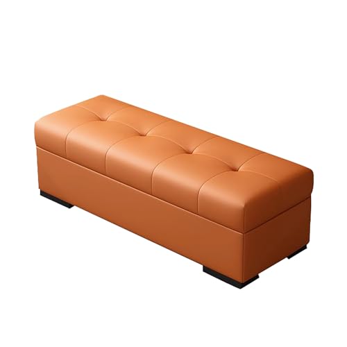 Moderner Leder-Sitzsack Napa mit Stauraum, Eleganter Fußhocker für Schlafzimmer, Wohnzimmer und Eingangsbereich, Moderne Sitzbank (Orange, 60 x 40 cm) von Generic