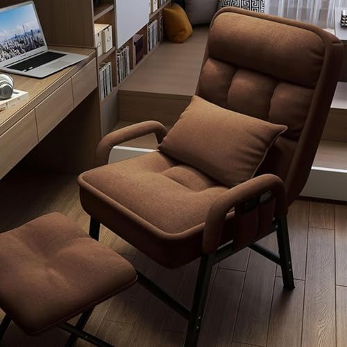 Moderner Lounge-Lazy-Sessel Mit 6-Fach Verstellbarer Rückenlehne Und Metallrahmen, Akzent-Sessel Mit Fußhocker, Bequemer Lesesofa-Sessel Mit Seitentaschen Für Das Schlafzi, E, 50D x 56W x 95H Moderner Lounge-Lazy-Sessel Mit 6-Fach Verstellbarer Rückenlehne Und Metallrahmen, Akzent-Sessel Mit Fußhocker, Bequemer Lesesofa-Sessel Mit Seitentaschen Für Das Schlafzi, E, 50D x 56W x 95H von Generic