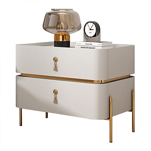 Moderner Nachtschrank aus der Mitte des Jahrhunderts mit Metallfüßen weiß Finish 2 Schubladen Design Beistelltisch für Schlafzimmer/Wohnzimmer 50x40x50cm Vintage ästhetische Möbel Moderner Nachtschrank aus der Mitte des Jahrhunderts mit Metallfüßen weiß Finish 2 Schubladen Design Beistelltisch für Schlafzimmer/Wohnzimmer 50x40x50cm Vintage ästhetische Möbel von Generic