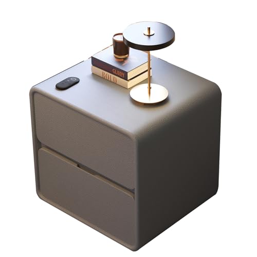 Moderner Nachttisch mit Schubladen aus Massivholz Großer moderner Nachttisch – verstärkte Schubladentüren zur Verhinderung von Verformungen – minimalistisches Design(E,45cm(17.7inch)) von Generic