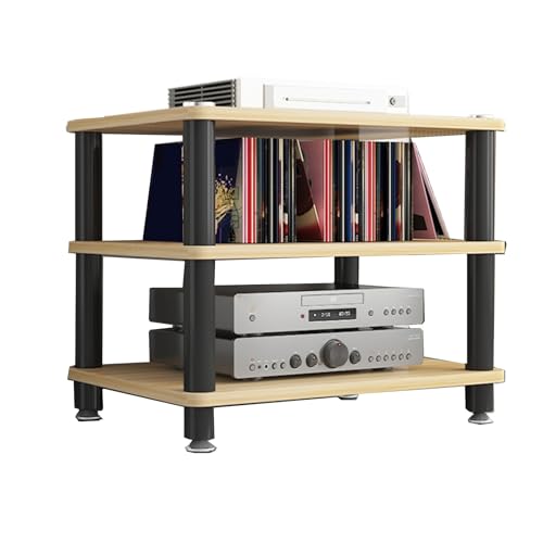 Moderner Phonoschrank-Aufbewahrungsschrank Wooden Corner Shelf HiFi Rack, Geeignet für Haus Büro Wohnzimmer Tonstudio(Beige,60 * 40 * 50cm) von Generic