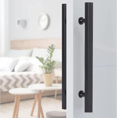 Moderner Push Pull Bar Griff, Schiebegriffe Und -Griffe Für Scheunentüren, Home/Commercial Torgriffe Flush Hardware Set, Für Innen- Und Außentüren, Black, Length 80cm/31.5inch von Generic