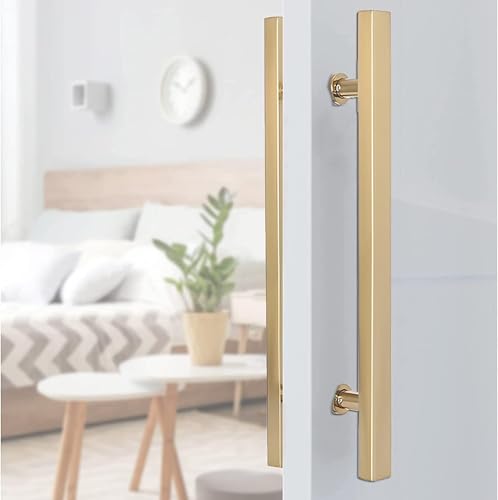 Moderner Push Pull Bar Griff, Schiebegriffe Und -Griffe Für Scheunentüren, Home/Commercial Torgriffe Flush Hardware Set, Für Innen- Und Außentüren, Gold, Length 60cm/23.6inch von Generic