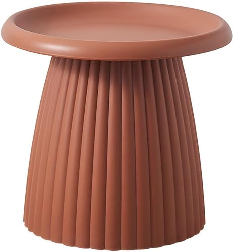 Moderner Runder Sockel Couchtisch Kunststoff Couchtisch Nordic Mushroom Kleiner Couchtisch Balkon Couchtisch Einfacher Moderner Kunststoff Mini Beistelltisch Grün 20", Brown Ribbed, 20"L x 20"W x 18"H von Generic
