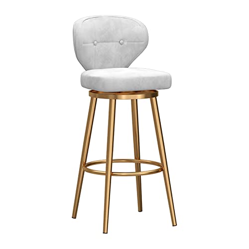 Moderner Samt gepolsterte Barhocker mit drehbarer Rückenlehne und goldener Basis, stylischer Küchenstuhl für Haus, Bistro, Café und Restaurant, weiß, 1er Set von Generic