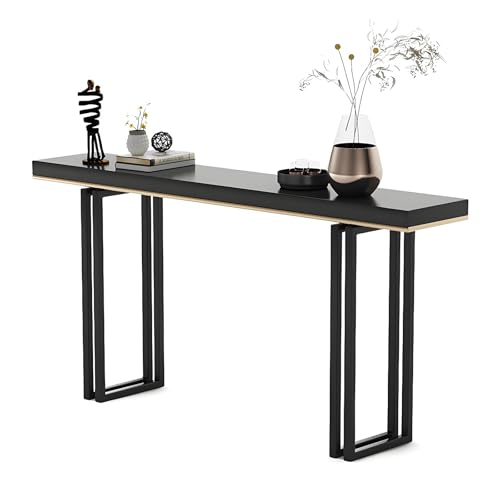Moderner Schmaler Konsolentisch mit Massivholzplatte Hochtemperaturlack Stabiles Metallgestell Kleine Konsole für Eingangsbereich Dekor Flur Wohnzimmer(80 * 30 * 80cm) von Generic