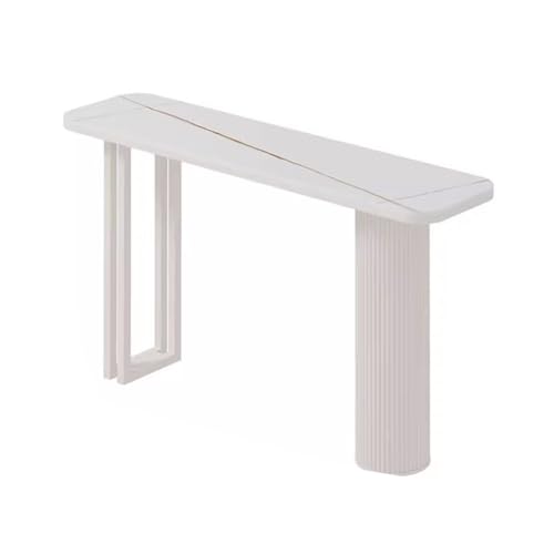 Moderner Schmales Konsolentisch mit Sintersteinplatte und Stahlrahmen, Beistelltisch Vintage für Eingangsbereich, Wohnzimmer, Flur(White(A),80x30x80cm) von Generic