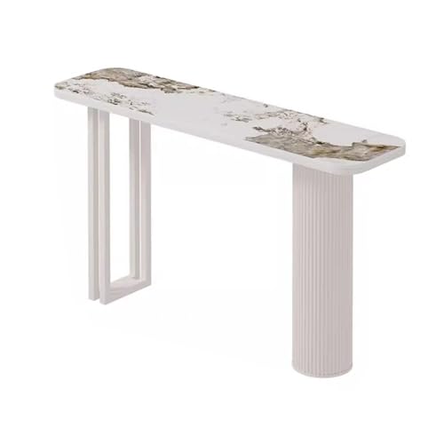 Moderner Schmales Konsolentisch mit Sintersteinplatte und Stahlrahmen, Beistelltisch Vintage für Eingangsbereich, Wohnzimmer, Flur(White(B),120x30x80cm) von Generic