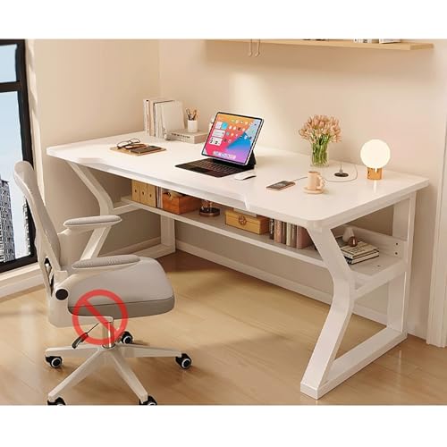 Moderner Schreibtisch Computer-Schreibtisch for das Homeoffice Metallgestell Geräumige Beinfreiheit for Zuhause, Büro, Arbeit und Gaming(A1,140x60cm/55x33in) von Generic