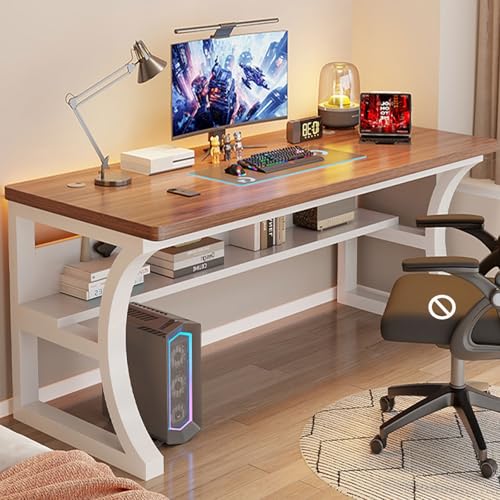 Moderner Schreibtisch im schlichten Stil for das Homeoffice Computertisch mit Ablagefächern Arbeitsplatz for Arbeitszimmer Schlafzimmer Wohnzimmer Büro(B2,47.2" L x 23.6" W(120x60cm)) von Generic