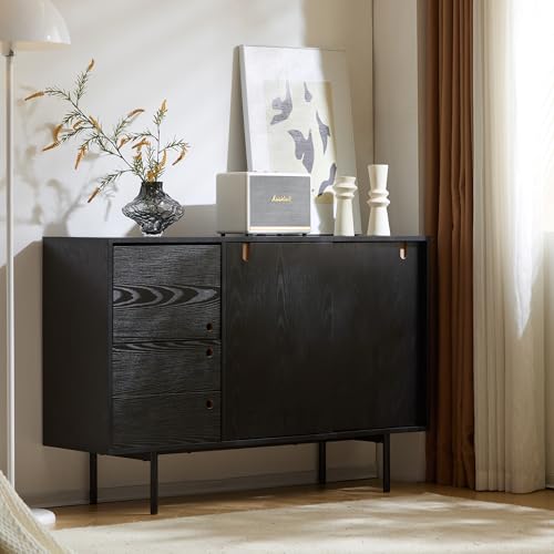 Moderner Sideboard, Kommode im zweifarbigen Design, mit 2 Schubladen und 3 Türen, ohne Griffe. Maße: B 120 cm/T 35 cm/H 78 cm von Generic