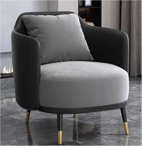 Moderner Strukturierter Samt-akzentstuhl, Mid-Century Pu-Leder Akzent Stuhl Sofa Stuhl Mit Weich Gepolsterter Und Hoher Rückenlehne Für Wohn- / Schlafzimmer- / Heimbüro, Black von Generic