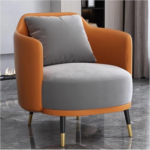 Moderner Strukturierter Samt-akzentstuhl, Mid-Century Pu-Leder Akzent Stuhl Sofa Stuhl Mit Weich Gepolsterter Und Hoher Rückenlehne Für Wohn- / Schlafzimmer- / Heimbüro, Orange von Generic