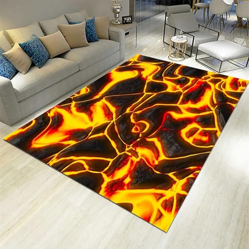 Moderner Teppich Für Wohnzimmer Schlafzimmer Teenager Junge Mädchen 3D Abstrakte Felsflammentextur Druck rutschfest Teppiche Flanell Spielmatte 200 X 300 cm - Leicht Zu Reinigen /7871993491187 von Generic