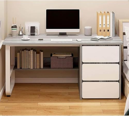 Moderner Und Einfacher Computertisch Großer Arbeitsschreibtisch Mit Stauraum Und Regalen Schrank Metallbein Schreibtisch Für Das Home Office, Grey, 100x50x73.5cm(39x19x28in) von Generic