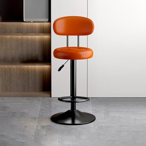 Moderner Verstellbarer Barhocker aus PU-Leder, Esszimmerstühle, Kann um 360 Grad Gedreht Werden, Einfach und Modern, Geeignet für Küche, Esszimmer, Café(Orange,Large) von Generic