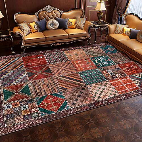 Moderner Wohnzimmerteppich Rechteck Design Teppich Für Schlafzimmer Nachttisch Couchtisch Sofa Leicht Zu Reinigen Geometrische Quadrate Patchwork Dunkelrotbraun, 100 x 160 cm Moderner Wohnzimmerteppich Rechteck Design Teppich Für Schlafzimmer Nachttisch Couchtisch Sofa Leicht Zu Reinigen Geometrische Quadrate Patchwork Dunkelrotbraun, 100 x 160 cm von Generic