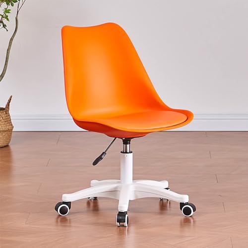 Moderner ergonomischer Bürostuhl aus Acryl, 360° drehbar, höhenverstellbar und auf Rädern, stilvoller Klarsichtstuhl, für Heimbüro, Waschtisch oder Computerschreibtisch, Orange von Generic