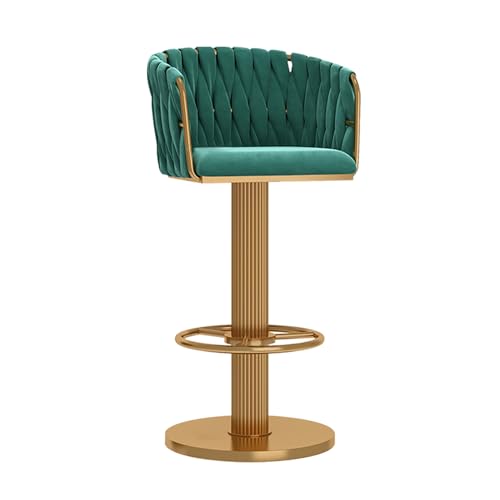 Moderner goldener Samt Barhocker - 1er Set Barhocker mit Tischplattenhöhe mit Rückenlehne, drehbare Barstühle höhenverstellbar, für Haus, Bar, Insel von Generic