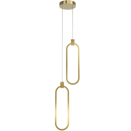 Moderner ovaler Ring, verstellbare goldene Hängelampen, Acryl-Lampenschirm, Pendelleuchte, Aluminium-Lampenkörper, Kronleuchter für Wohnzimmer, Schlafzimmer (20 cm) von Generic
