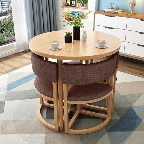 Moderner runder Esstisch und Stühle. Elegantes Möbel-Set für Büro, Empfang und Freizeitbereich, ideal für den Balkon zu Hause. Ideal für die Dekoration von Generic