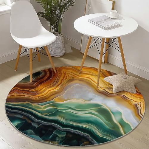 Moderner rutschfeste Teppich Rund, 150 x 150 cm Maschine Waschbar Teppich mit Abstrakt Edelsteine Textur Muster, Bunt Kurzflor Teppiche Runder für Schlafzimmer Kinderzimmer Sofa Küche Moderner rutschfeste Teppich Rund, 150 x 150 cm Maschine Waschbar Teppich mit Abstrakt Edelsteine Textur Muster, Bunt Kurzflor Teppiche Runder für Schlafzimmer Kinderzimmer Sofa Küche von Generic