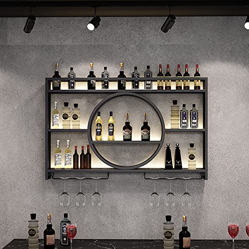 Modernes, an der Wand montiertes Weinpräsentationsregal aus Metall, schwebende Barregale, wandmontierte Weinregale, Glasregal, Eisen-Ausstellungsständer, Weinhalter mit Regalen, für Zuhause, von Generic