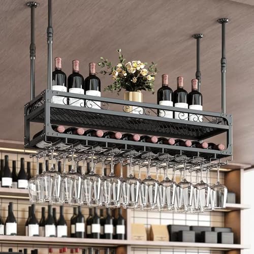 Modernes Bar-Deckenregal, hängende Hänge, schwebender Weinhalter, Weinflaschen-Display-Aufbewahrungsregal, Wand für Weinflaschen, wandmontiertes Weinglasregal, für Home Restaurant. (80 Modernes Bar-Deckenregal, hängende Hänge, schwebender Weinhalter, Weinflaschen-Display-Aufbewahrungsregal, Wand für Weinflaschen, wandmontiertes Weinglasregal, für Home Restaurant. (80 von Generic